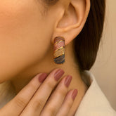 Stainless Steel Hoop Earring-06 (Tri Colour)